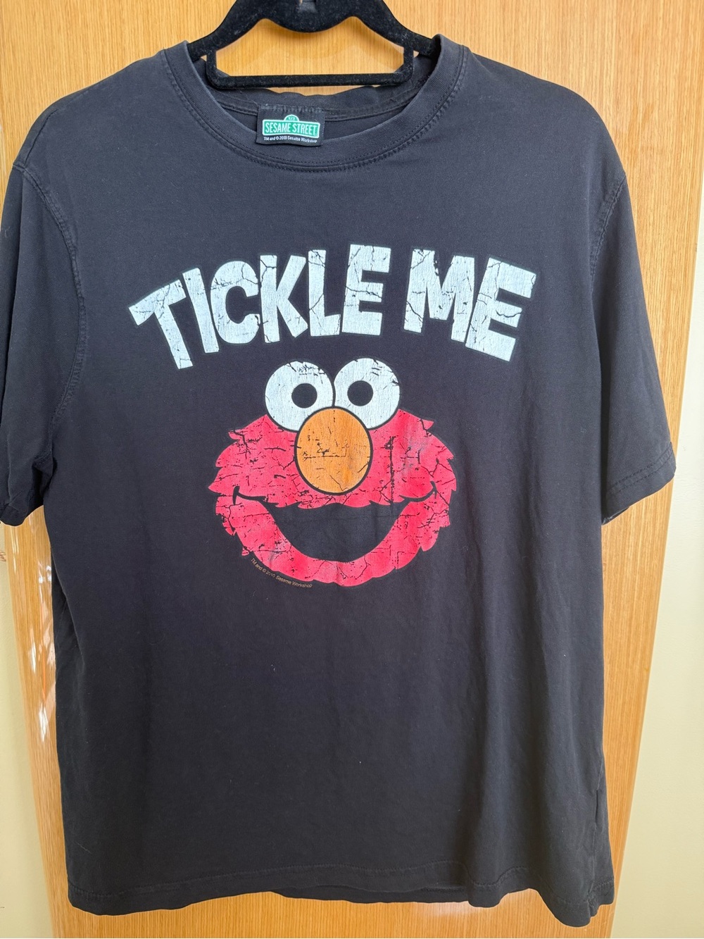 Sesame Street Black T-Shirt with Red Elmo and White Text